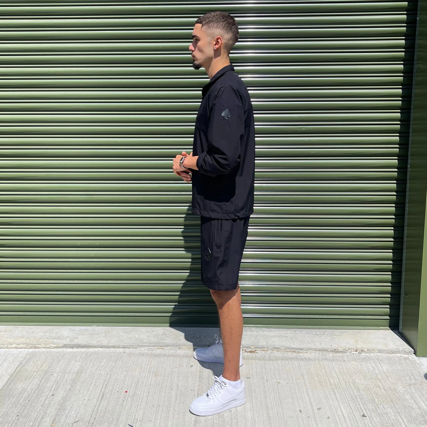 3-PIECE Technical Windbreaker Tracksuit Set In Onyx Black