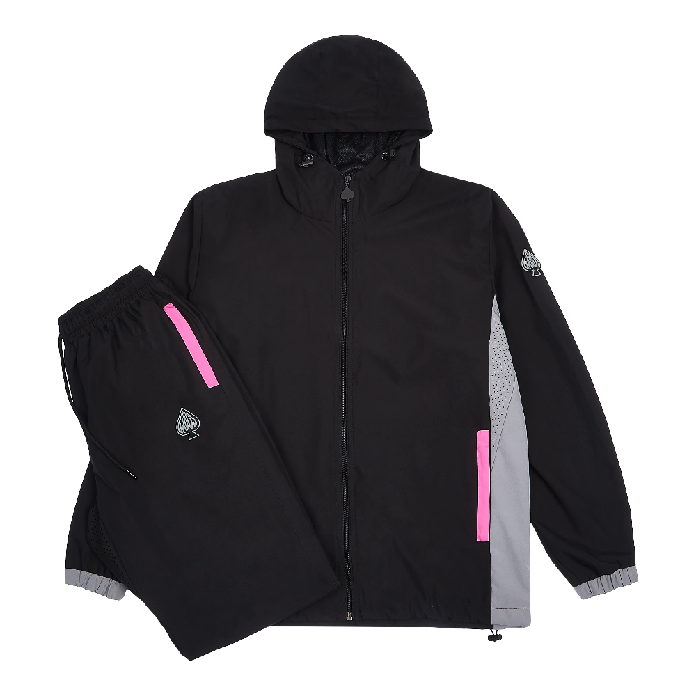 3 Piece technical Windbreaker Tracksuit Set "Members" Candy Pink