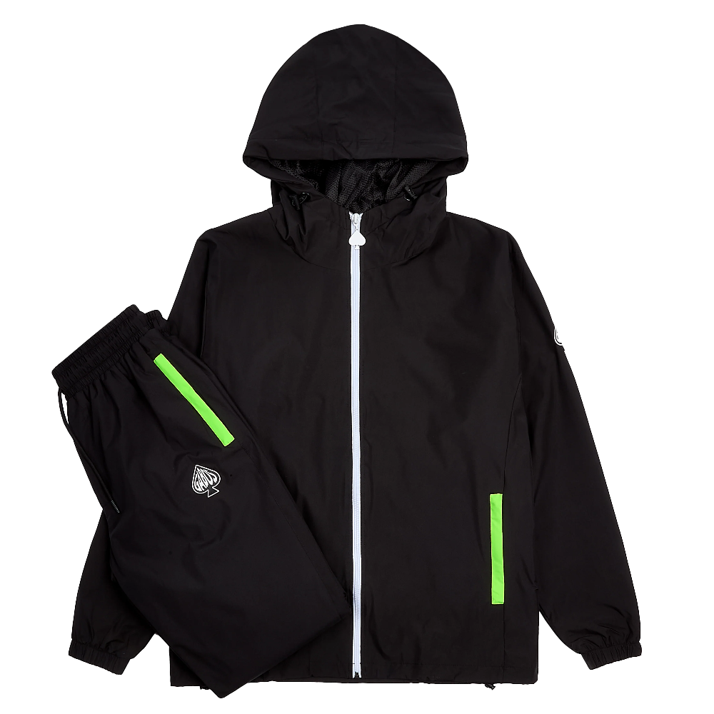 3-PIECE Technical Windbreaker Tracksuit Set Neon Green