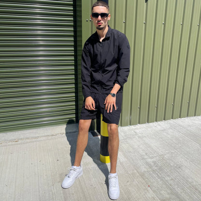 3-PIECE Technical Windbreaker Tracksuit Set In Onyx Black