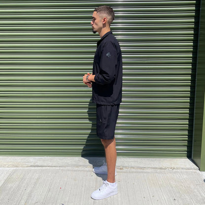 3-PIECE Technical Windbreaker Tracksuit Set In Onyx Black