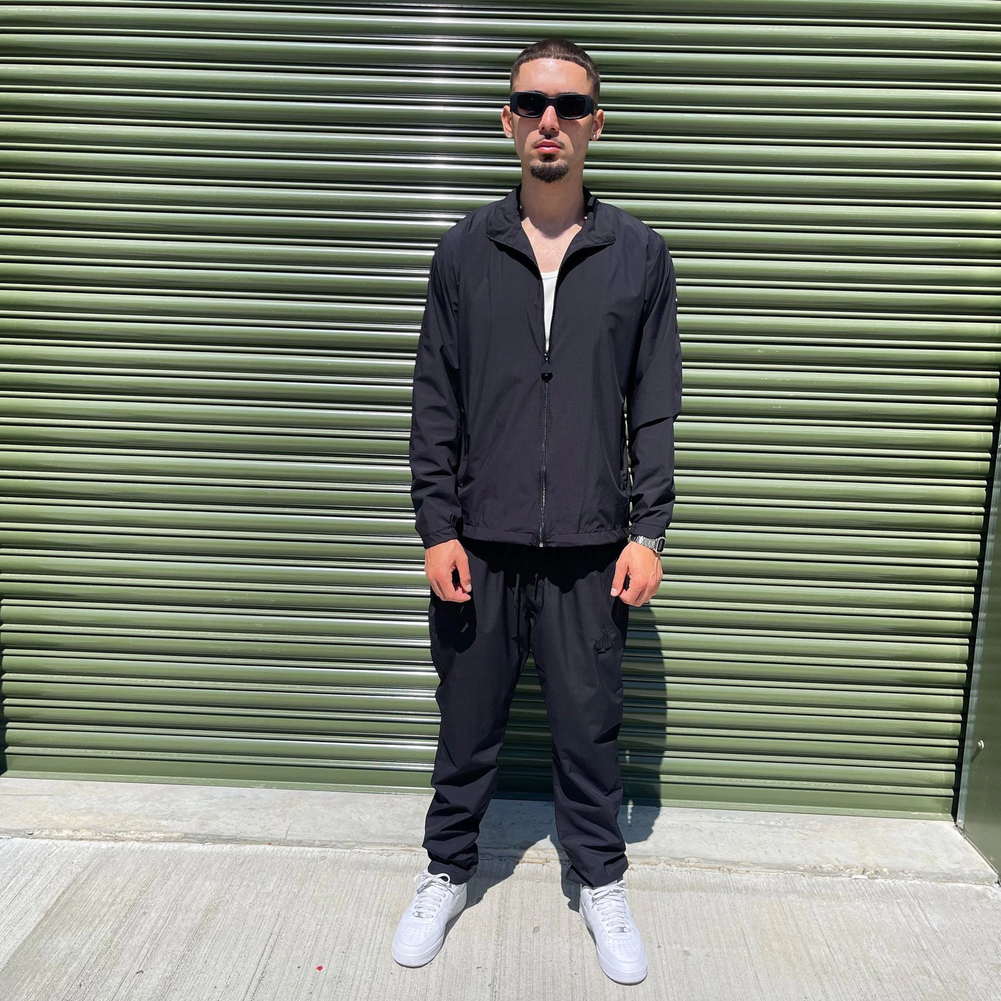 3-PIECE Technical Windbreaker Tracksuit Set In Onyx Black