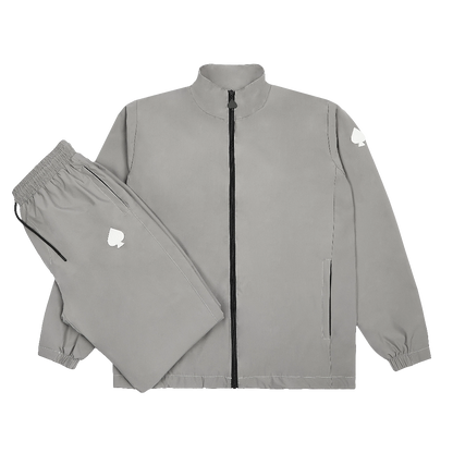 3-PIECE Technical Windbreaker Tracksuit Set In Gunmental Grey