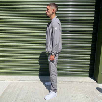 3-PIECE Technical Windbreaker Tracksuit Set In Gunmental Grey