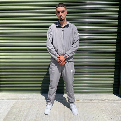 3-PIECE Technical Windbreaker Tracksuit Set In Gunmental Grey